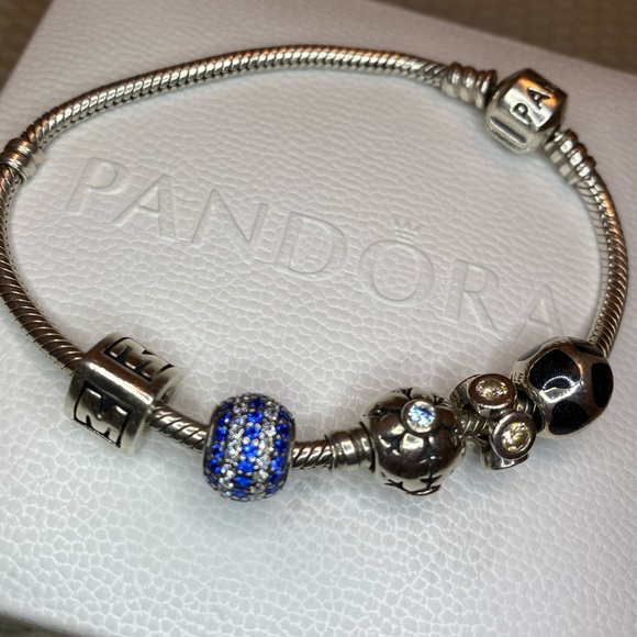 Pandora Jewelry - PANDORA blue-silver bracelet with charms